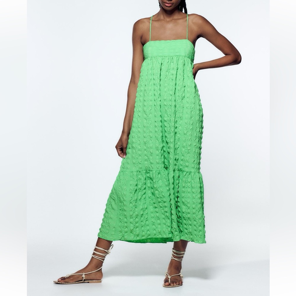 Green Textured Zara Maxi Dress